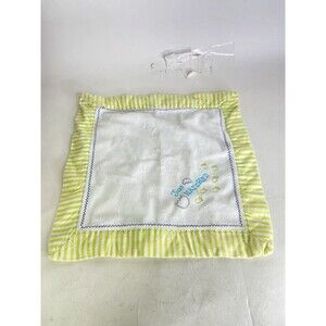 Baby Aspen Just Hatched Lovey Security Blanket White Green Striped Trim